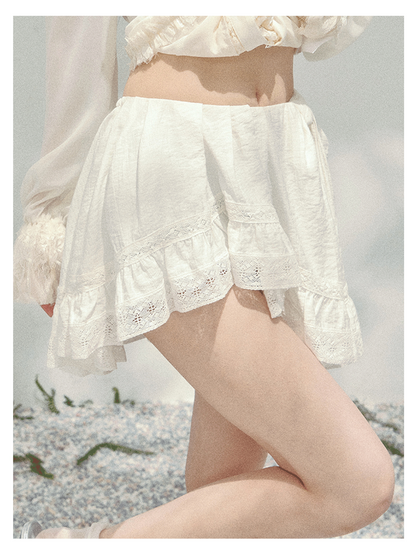 少也眼 “Ripples of Moonlight” White Irregular Chiffon Skirt 143