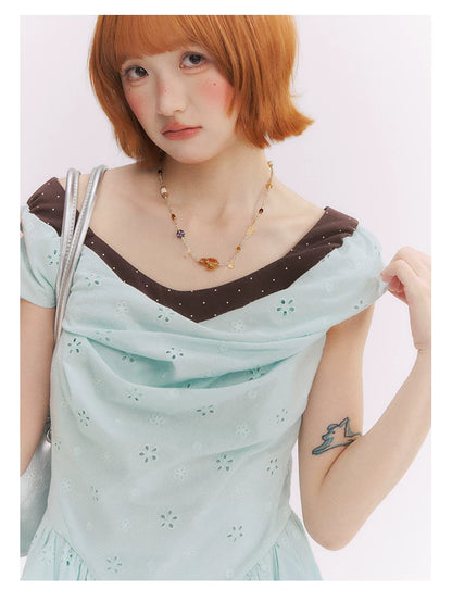 “Heartfelt Rendezvous” Mint Green French Embroidered Cutout Dress