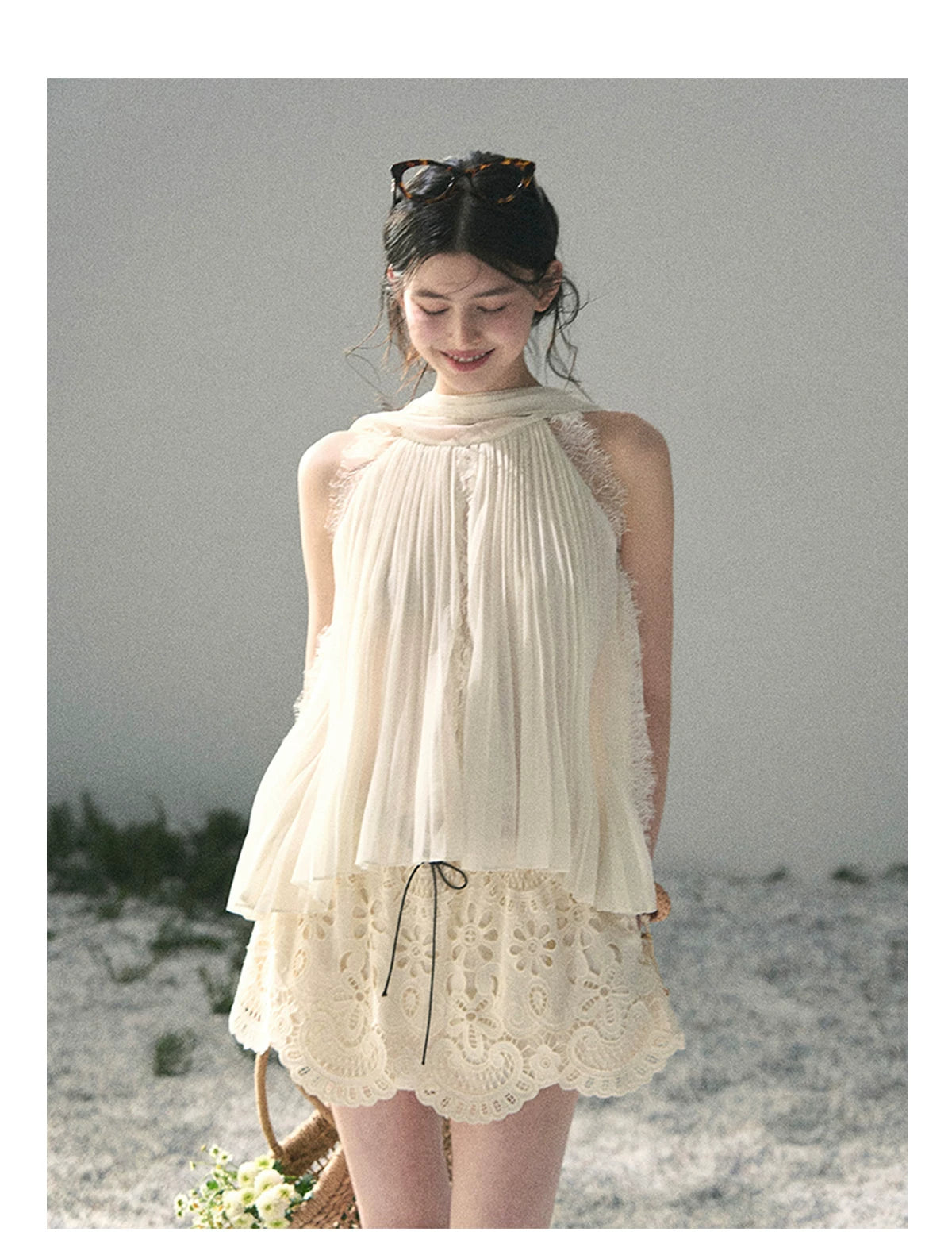 “Lost in Your Embrace” Dutch Cream Lace Puff Skort