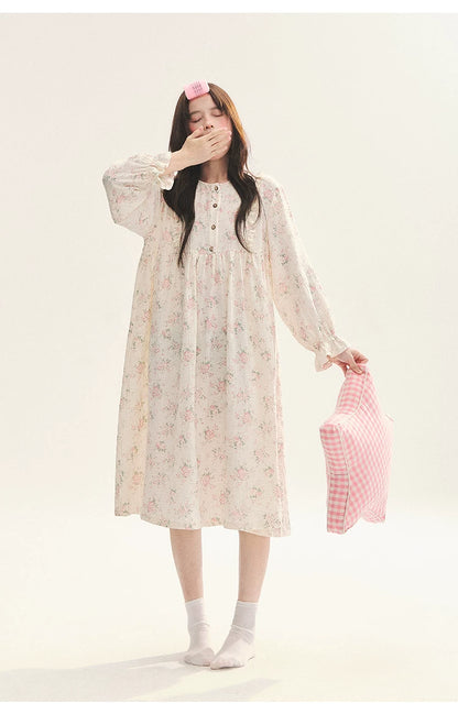 "Floral Journal" Cream Floral Pajama Collection (Free Eye Mask)