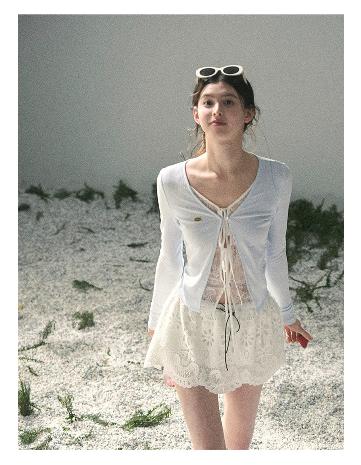 “Dreams Between Seams” Baby Blue Layered Lace Top