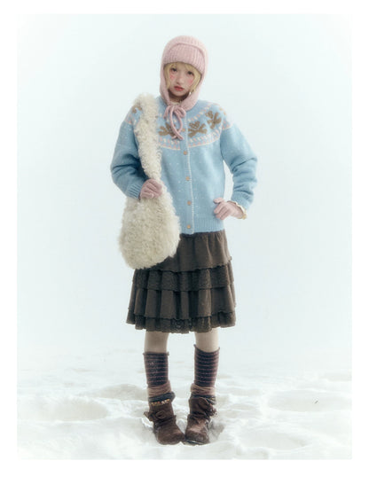 Horridale - Gummy Bear Vintage Embroidered Knit Cardigan – Snow Mountain Blue