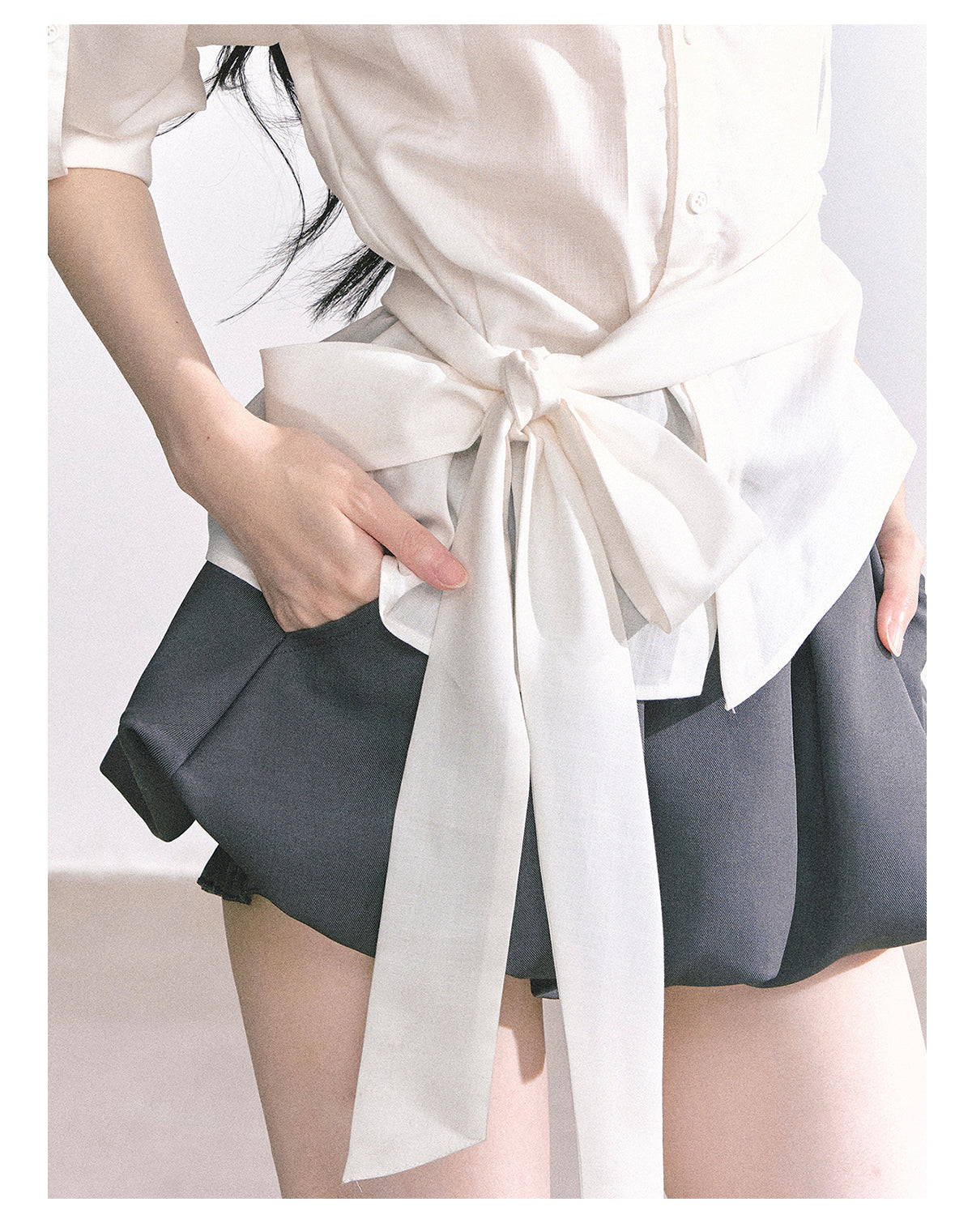 少也眼 "Cheongdam Girls’ Academy" French-Inspired White Sun-Protective Polo Shirt