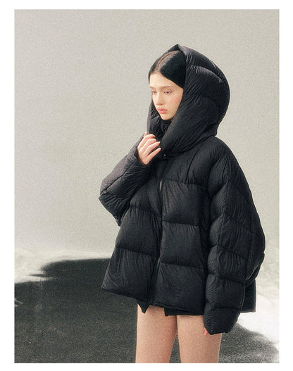 少也眼 "Thawing Snow Realm" Matte Nylon Down Puffer Jacket - Quiet Black