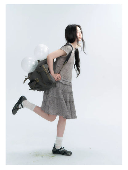 "Weekend Diary" Ruffle Tiered Polo Midi Dress