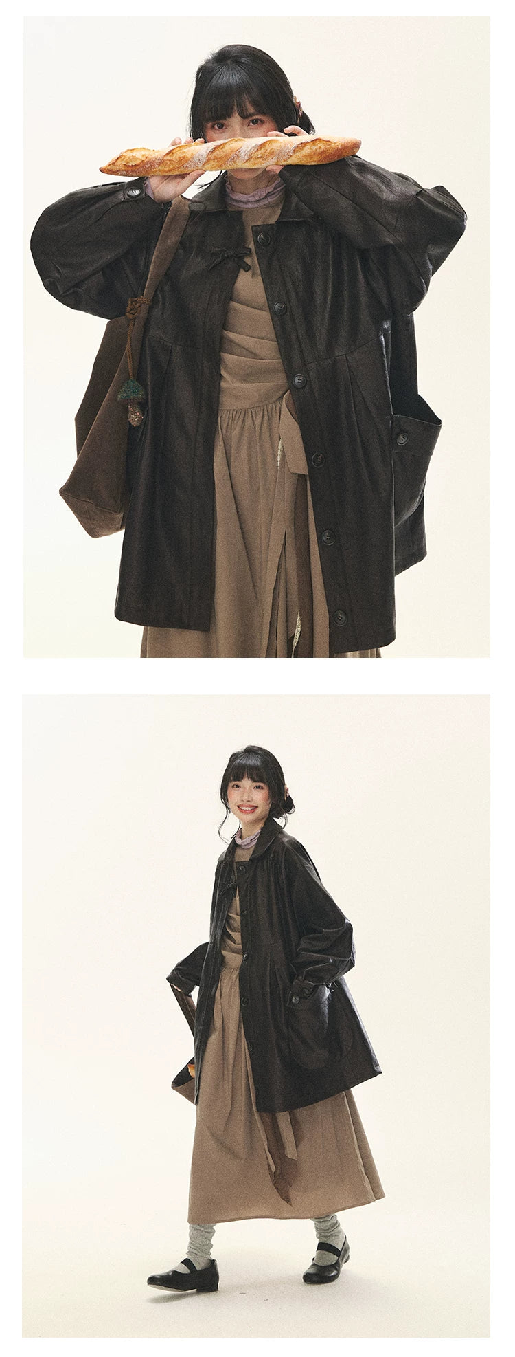 "Cream Cocoa" Cream Cocoa Ruched Bow Pinafore Maxi Dress