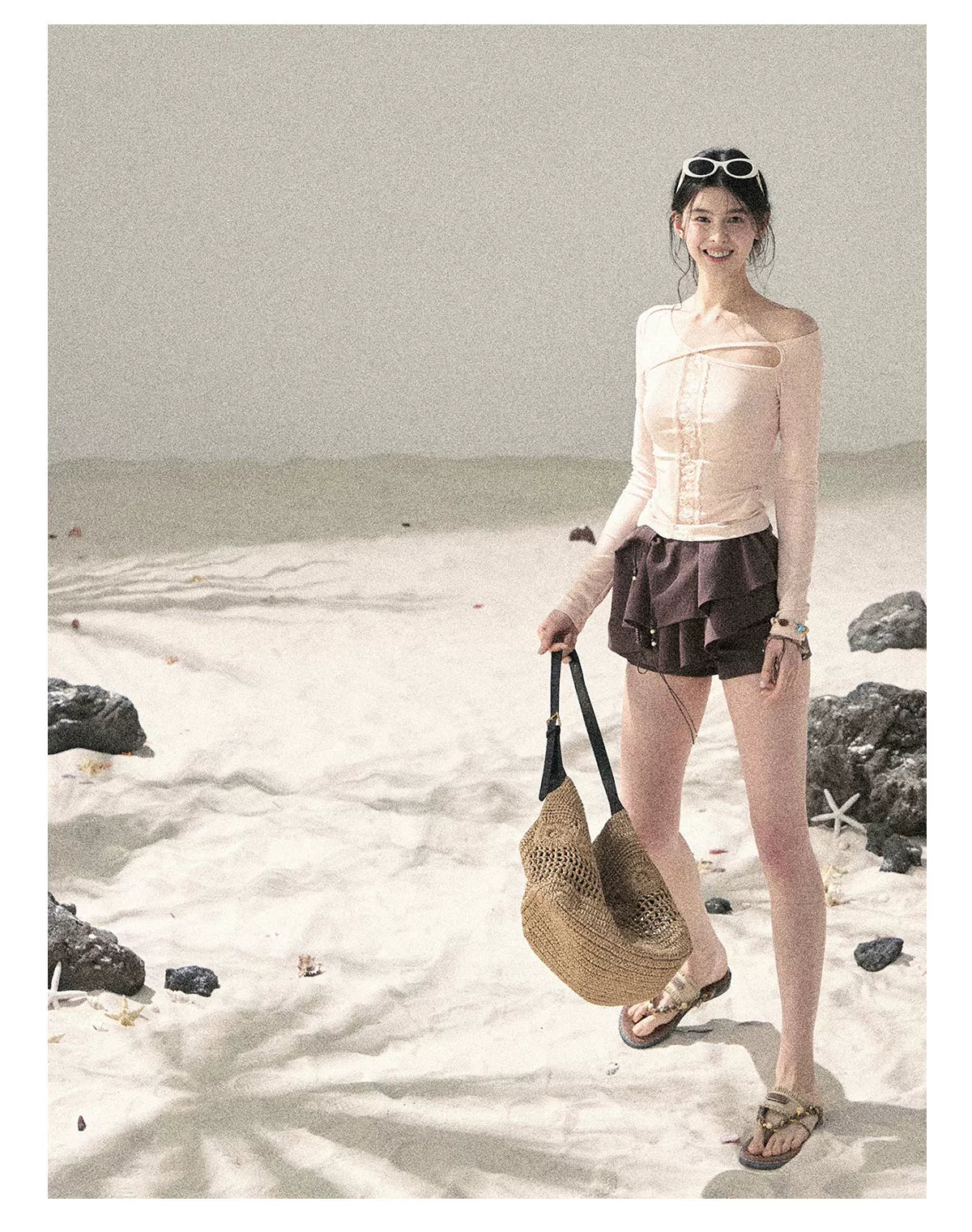 "Layered Petals in Motion" Chestnut Brown Ruffle Skort 5324853