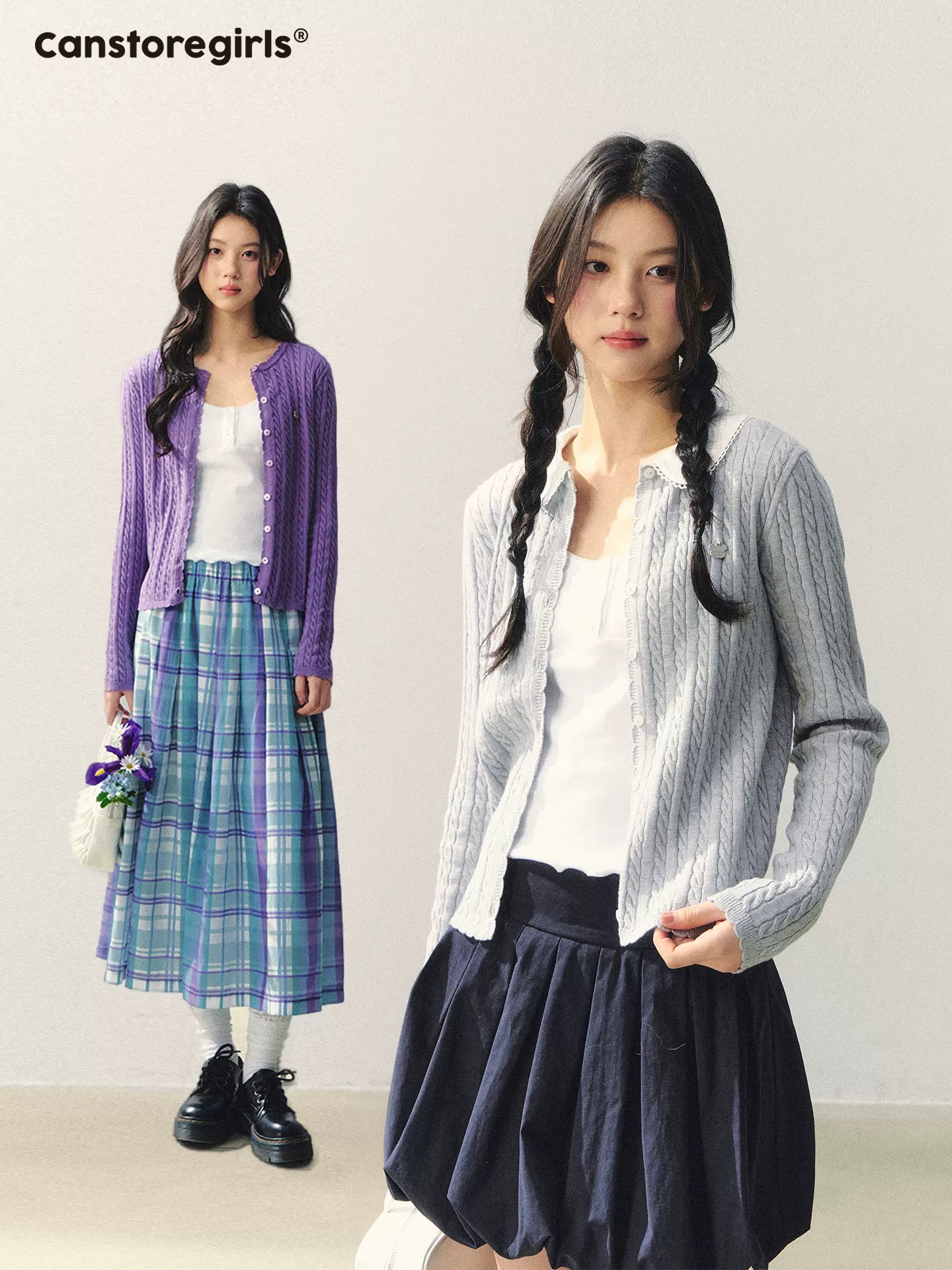 "Milky Bear Mood" Detachable Collar Knit Cardigan LL2026009
