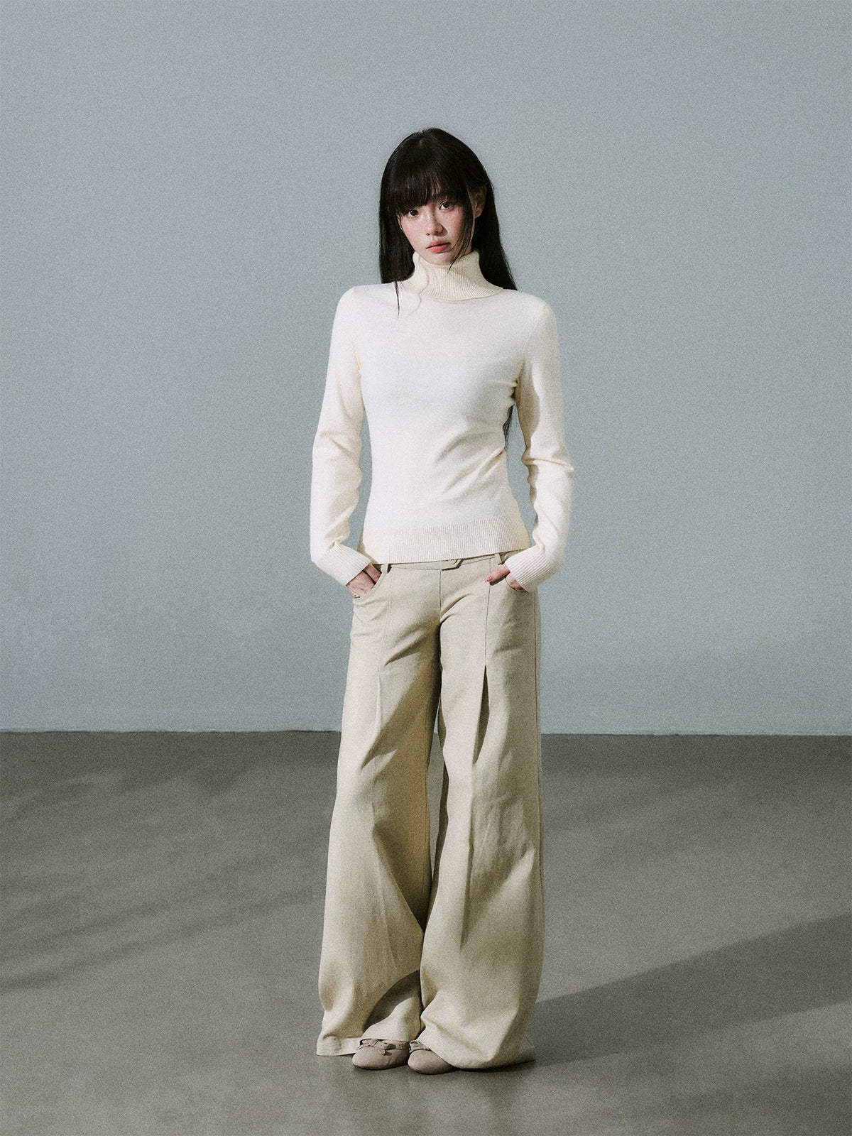 LOST FOREST - Stretch High-Neck Base-Layer Top (Apricot / Black / Dusty Pink / Deep Brown)