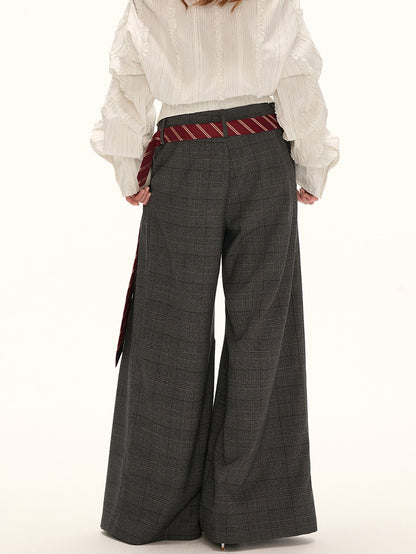 MAMC - Double Waistband Plaid Wide-Leg Trousers – High-End Loose Straight Pants