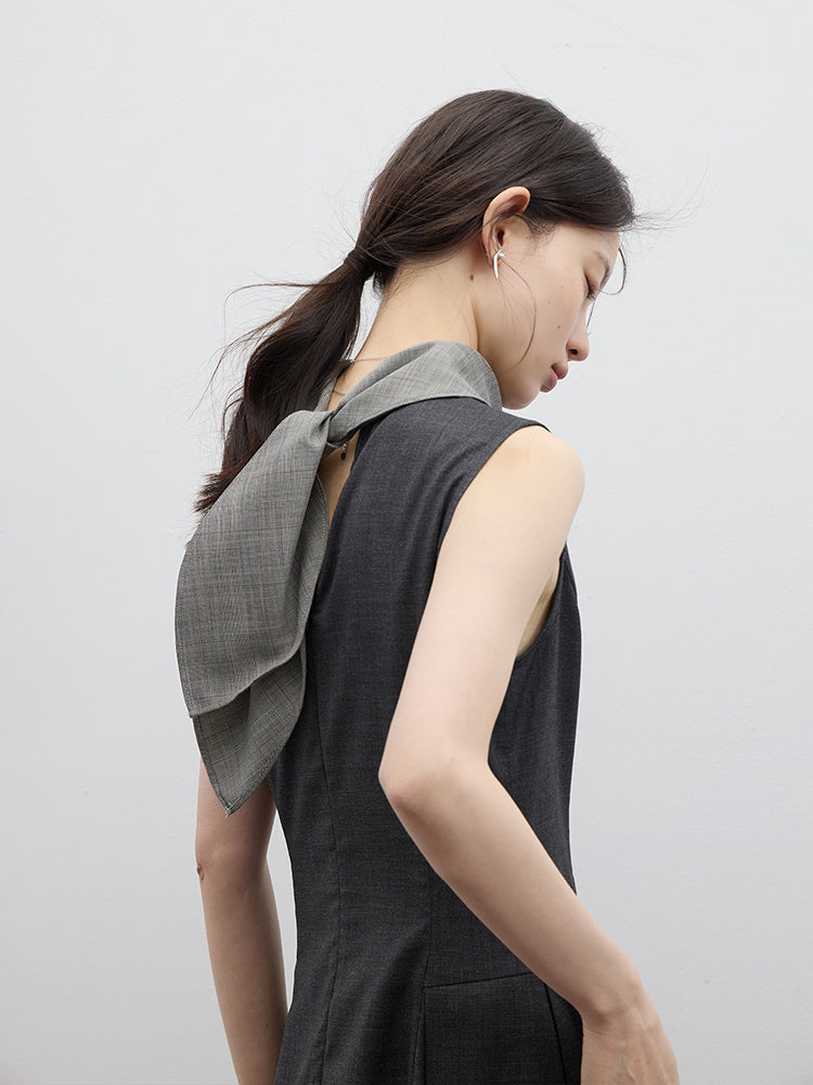 FUSSED Chill Girl Reversible Pleated Sheath Dress – Meteor Gray FOF-25SS052
