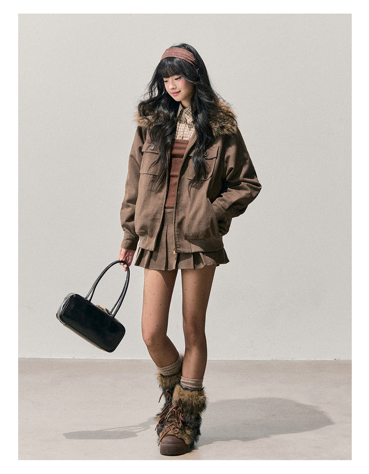 少也眼 “Twilight Warmth” Hepburn-Style Winter Jacket & Skirt Set 684616