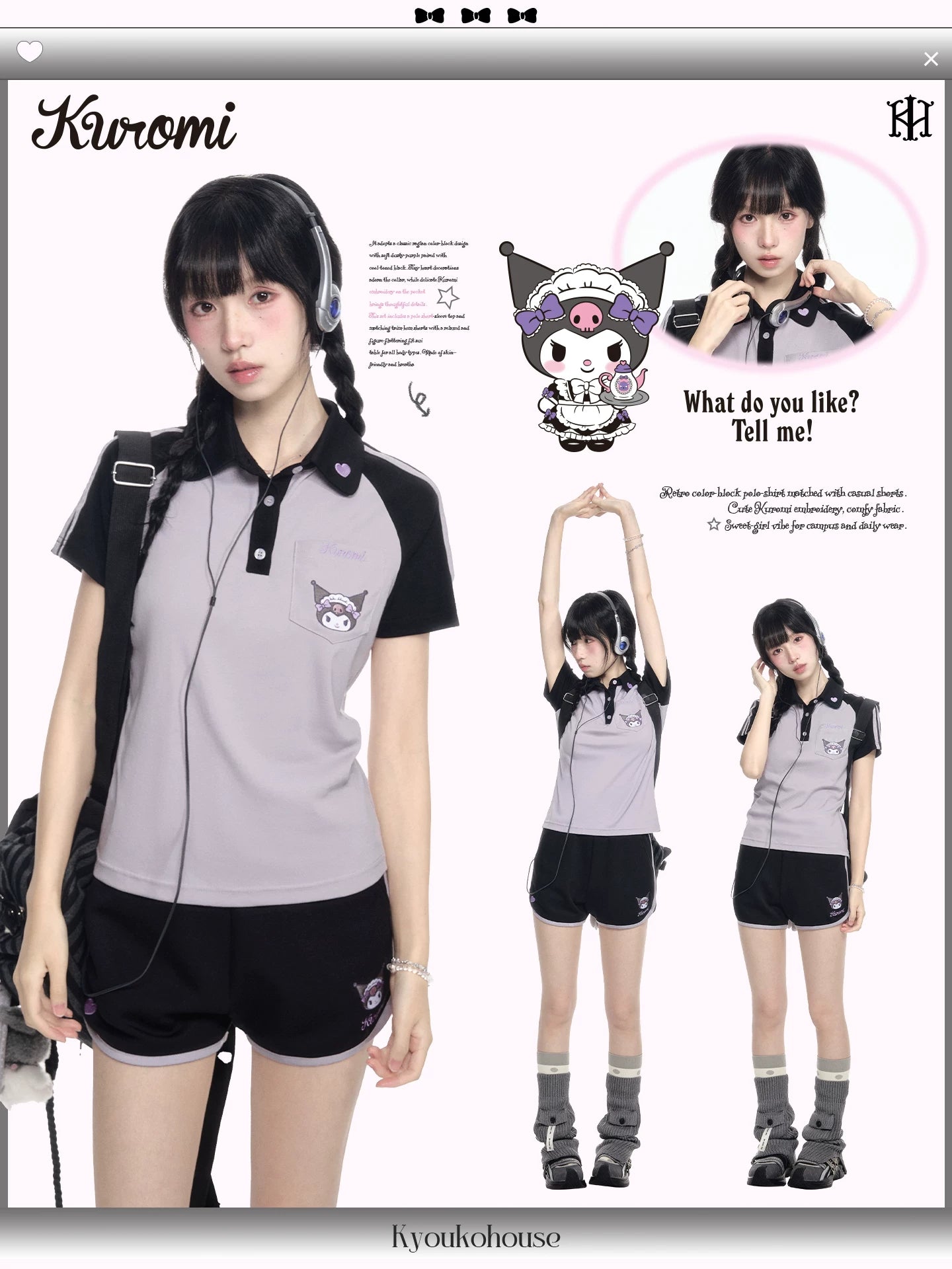 170726K "Midnight Track" Black & Purple Polo Athletic Set (Polo Athletic Top + Athletic Shorts)