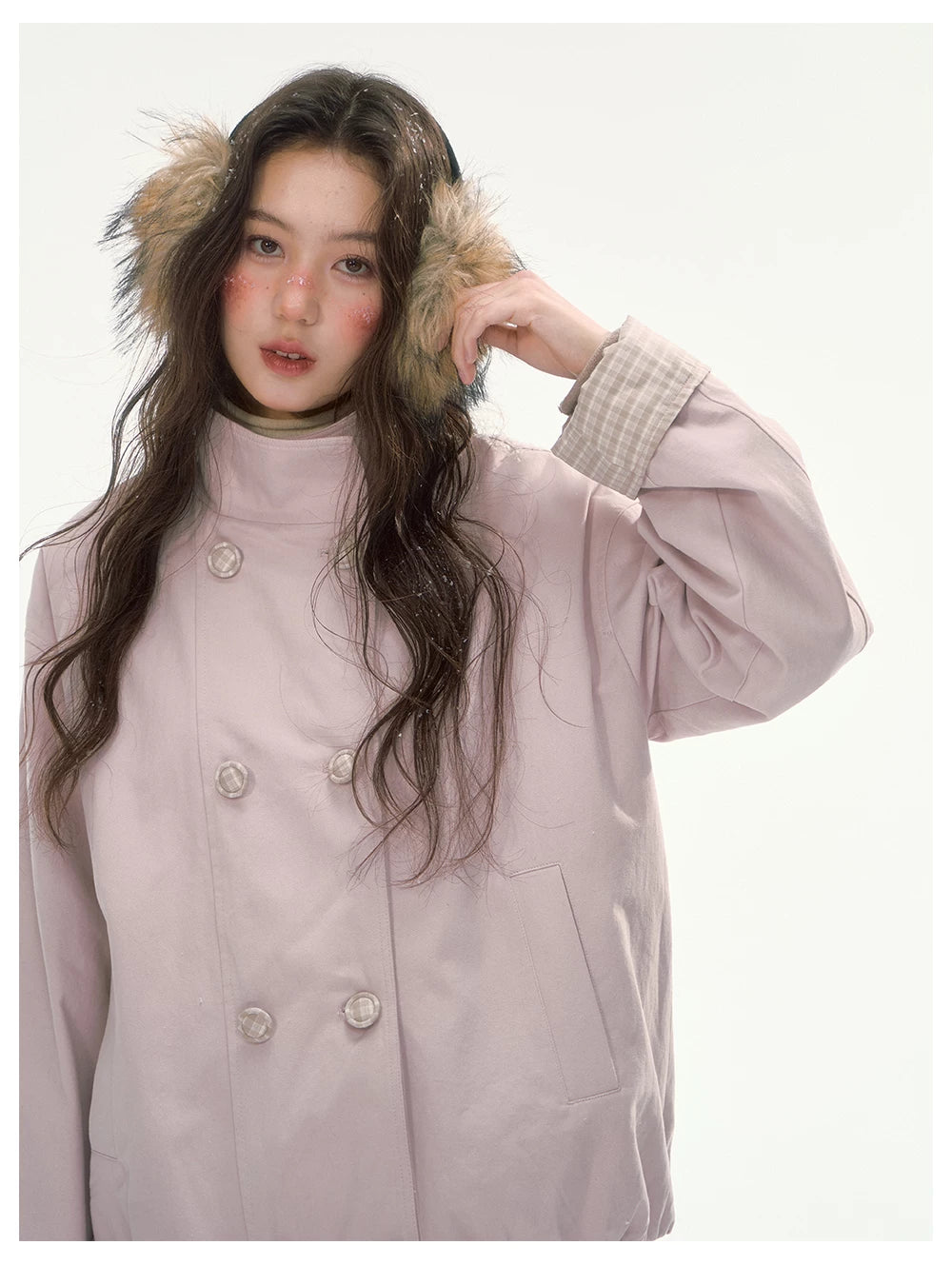 CANSTORE - "Peach Cloud" Pink Quilted Double-Breasted Jacket