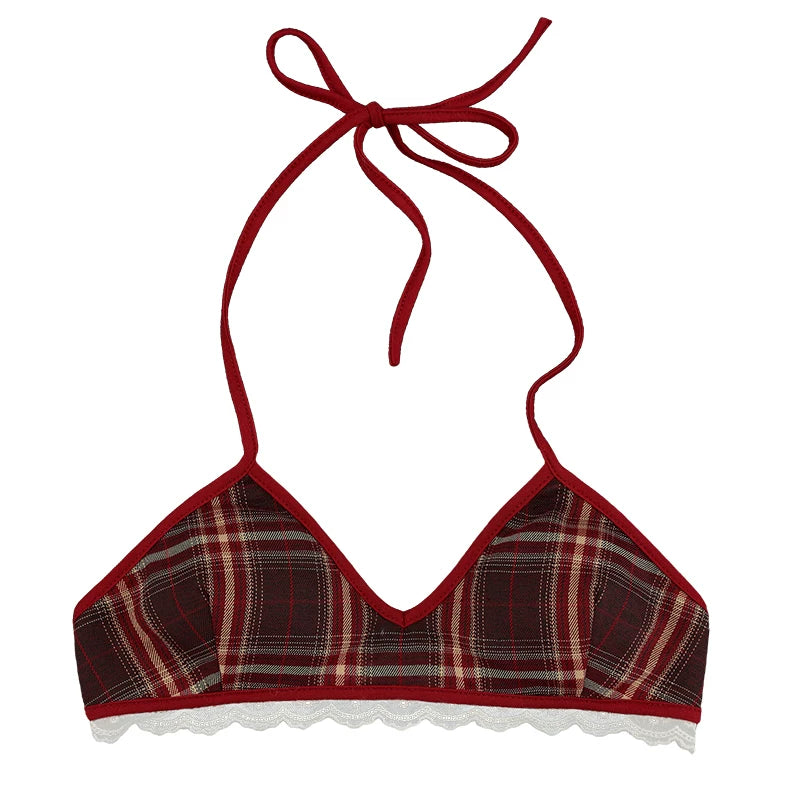 MAMC - Wide-Neck Cutout Cropped Knit Cardigan (Black / Yellow / Beige / Plaid Bra)