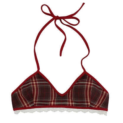MAMC - Wide-Neck Cutout Cropped Knit Cardigan (Black / Yellow / Beige / Plaid Bra)