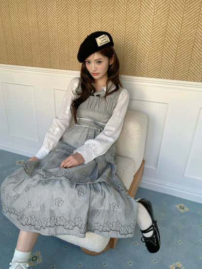 “Woodland Waltz Reverie” Grey Layered Cake Dress