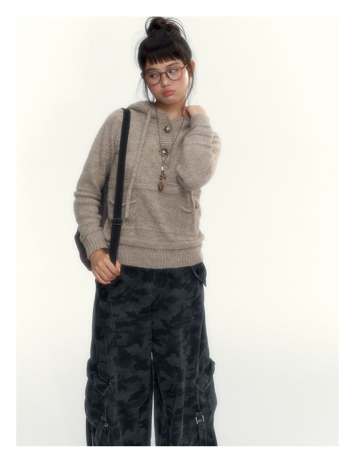 Camouflage Washed Wide-Leg Utility Pants
