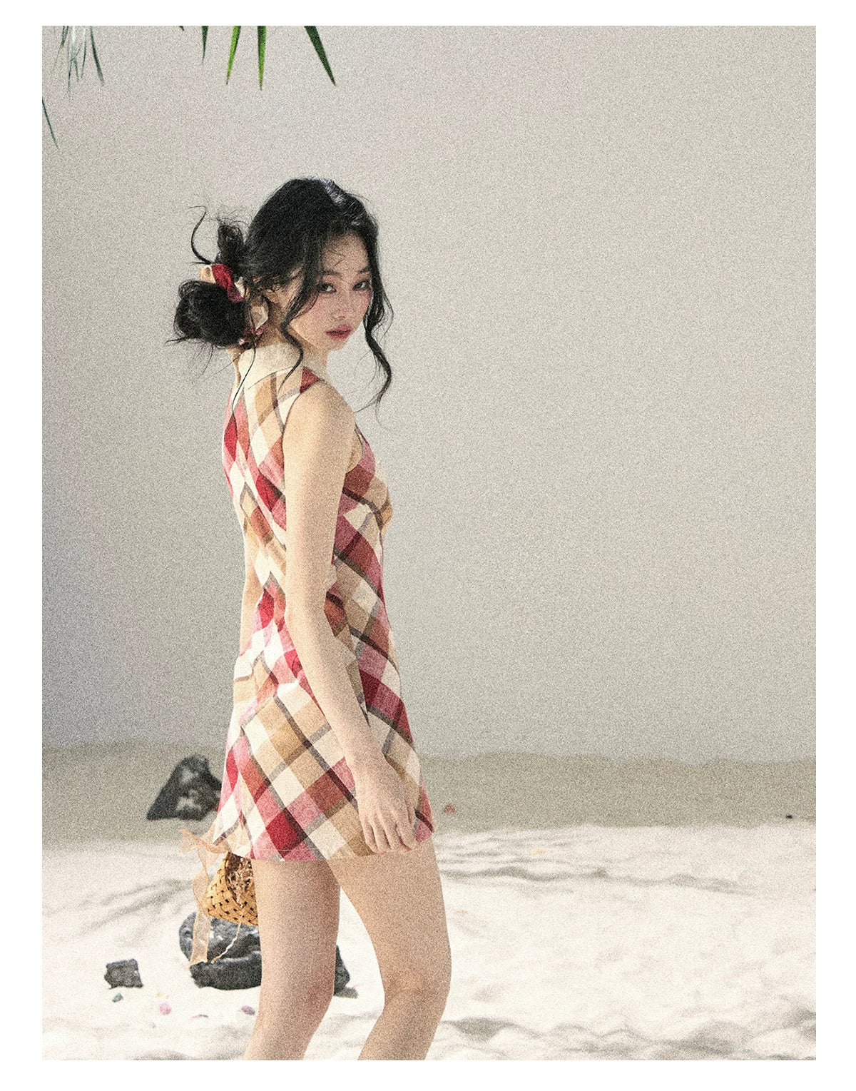 "Sunset by the Shore" Vintage Red Plaid Polo Mini Dress 358648564