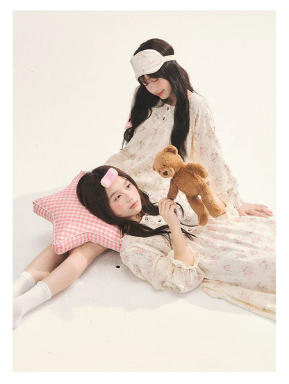 "Floral Journal" Cream Floral Pajama Collection (Free Eye Mask)