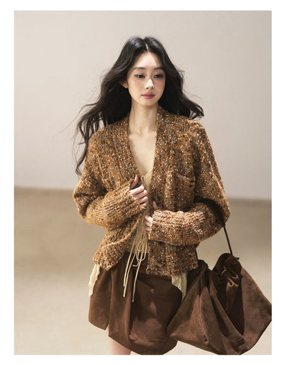 AOMALM - Toasted Pecan Marled Knit Cardigan