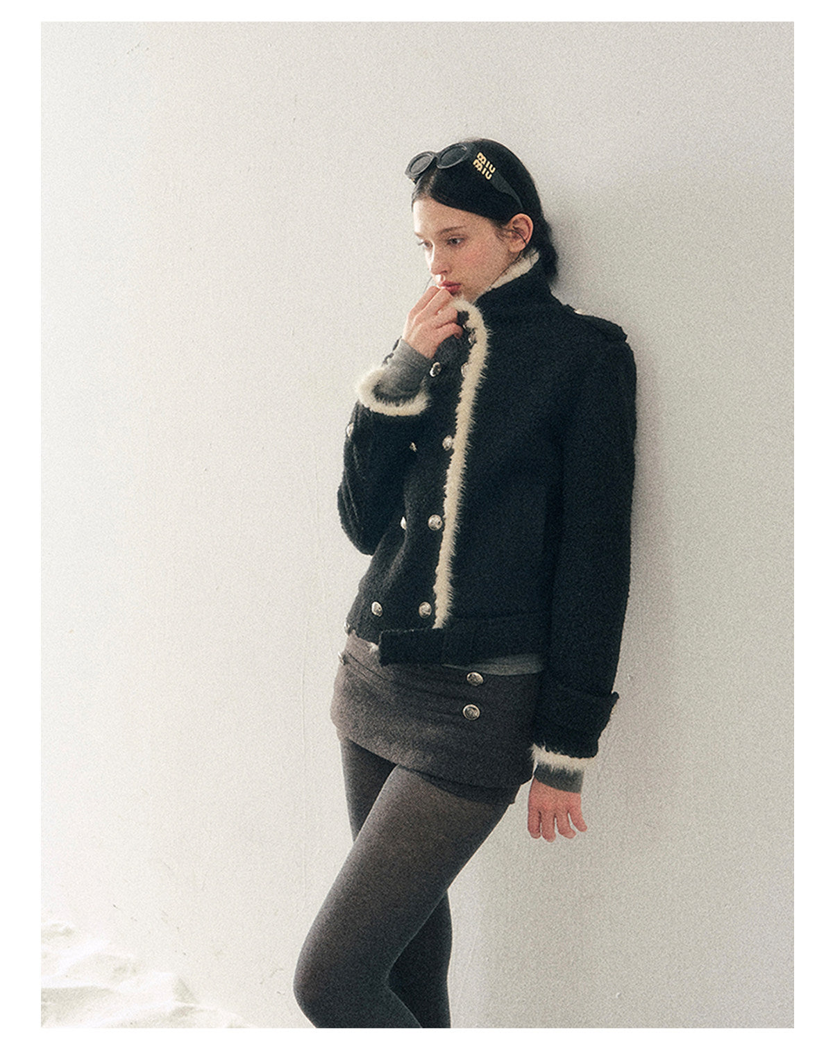 少也眼 "Whispers of a Winter Night" Black Quilted Tweed Jacket