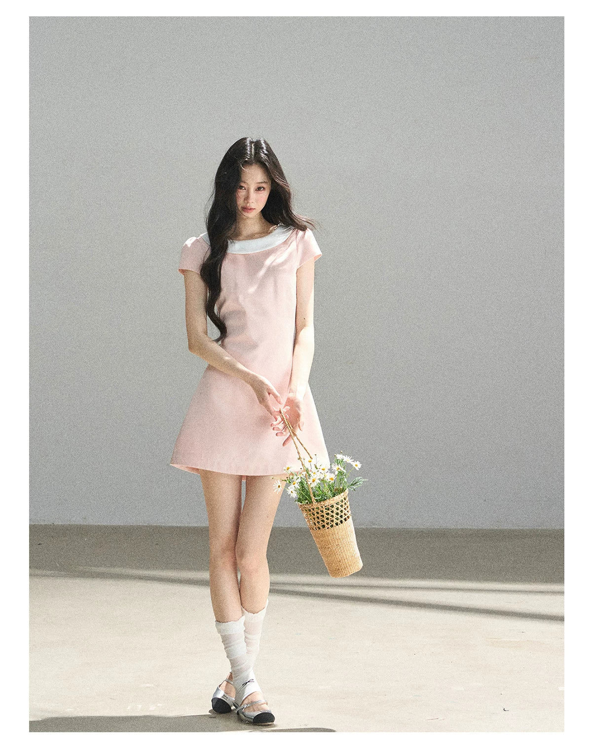 "First Bloom" Pink Mist Satin Puff Mini Dress