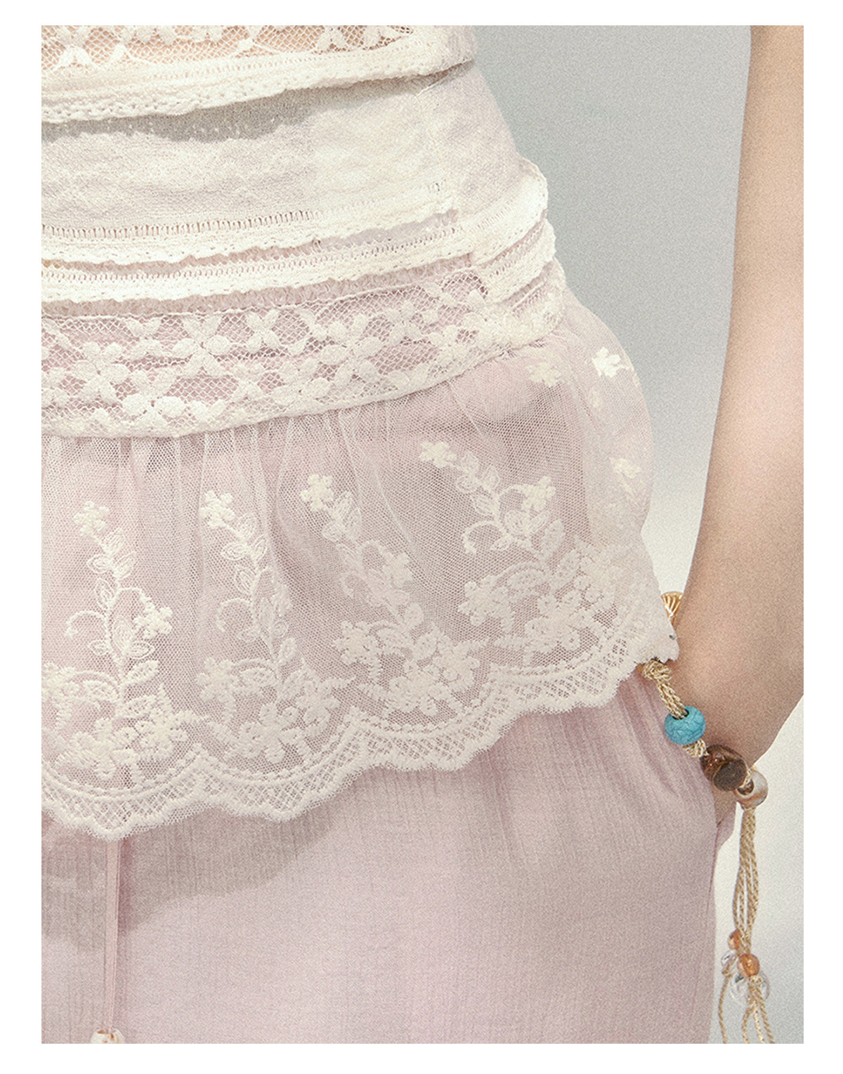 “Misty Muse” Sheer Lace Trim Tube Top Tee