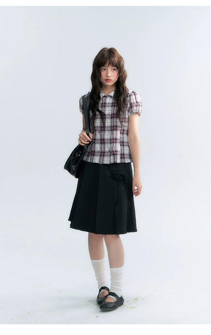 "Midnight Academy" Black Pleated Mini Skirt