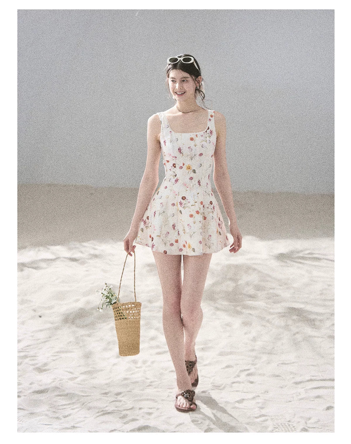 "Chamomile Summer" Dutch Cheese Floral Lace Pinafore Mini Dress 46345