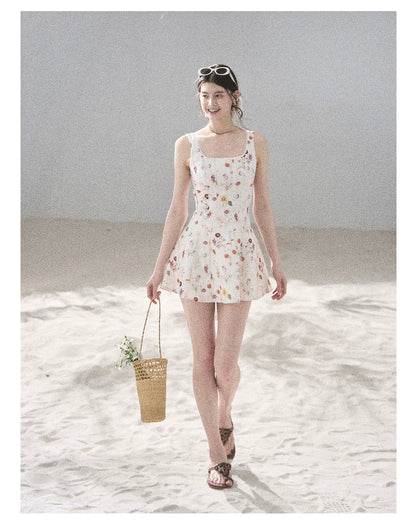 "Chamomile Summer" Dutch Cheese Floral Lace Pinafore Mini Dress 46345