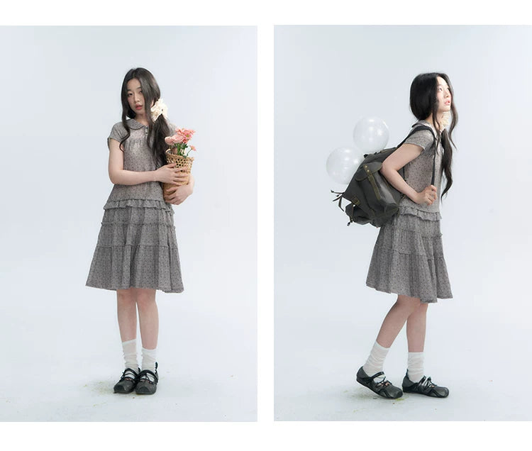 "Weekend Diary" Ruffle Tiered Polo Midi Dress