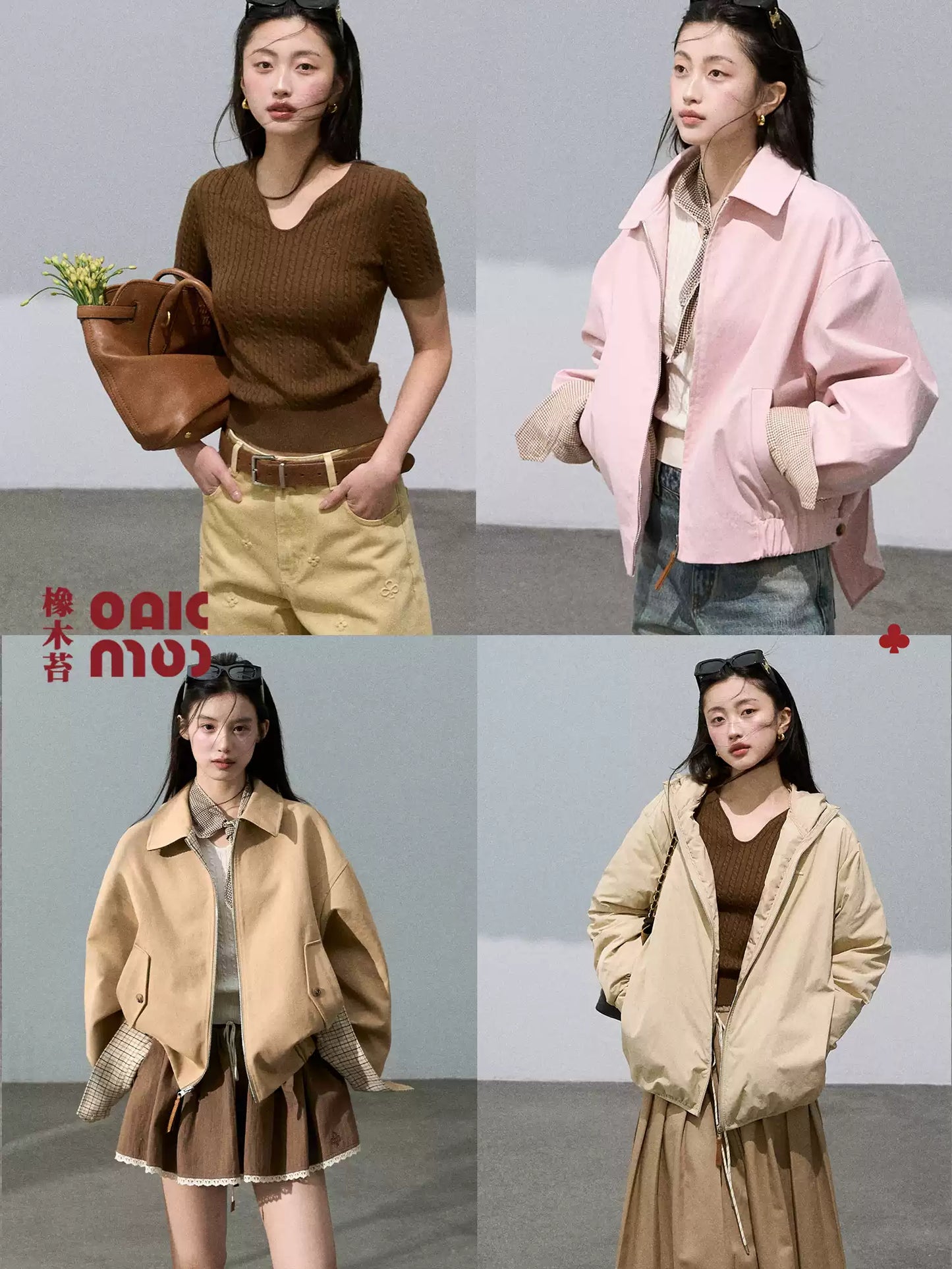OAKMOO - "Soft Daisy Farm" V-Neck Wool Knit Top – Removable Scarf 25Q322