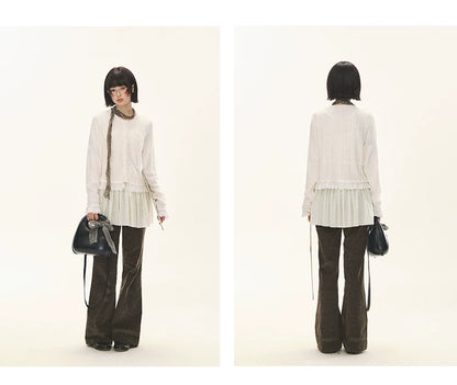 "Wisteria Whisper" Open-Knit Lace Tie Cardigan (Wisteria/ Ivory)