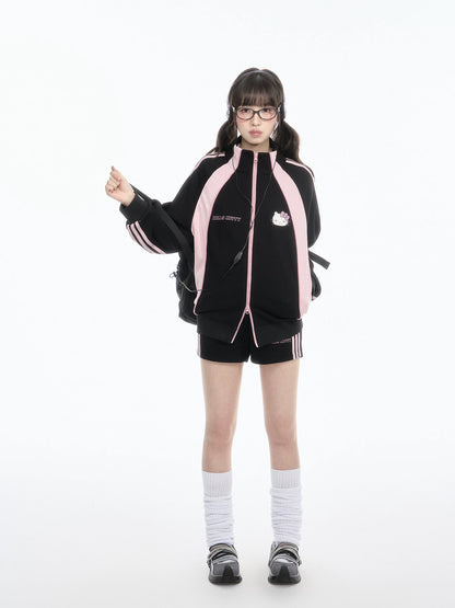 170726K "Pink Velocity" Black Athletic Collection (Track Jacket / Athletic Shorts / Bow Track Pants)