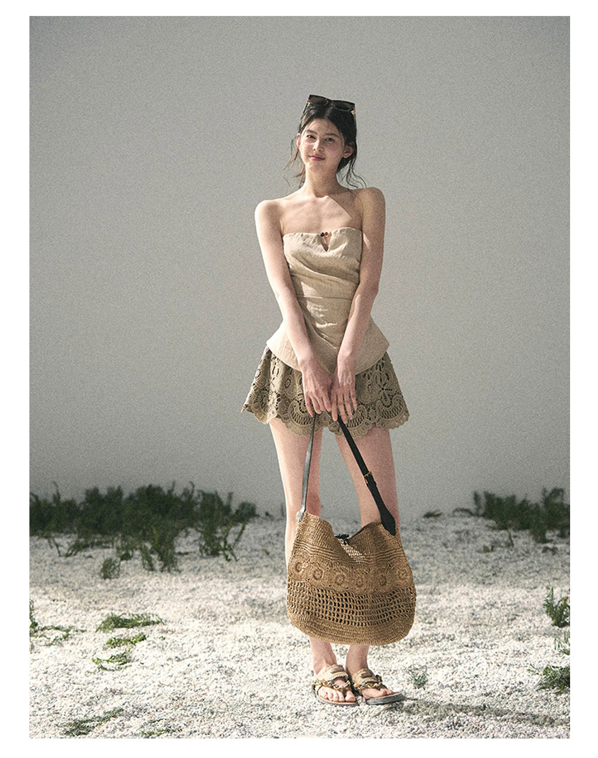 “Moonlit Haze” Dutch Cream Strapless V-Notch Top