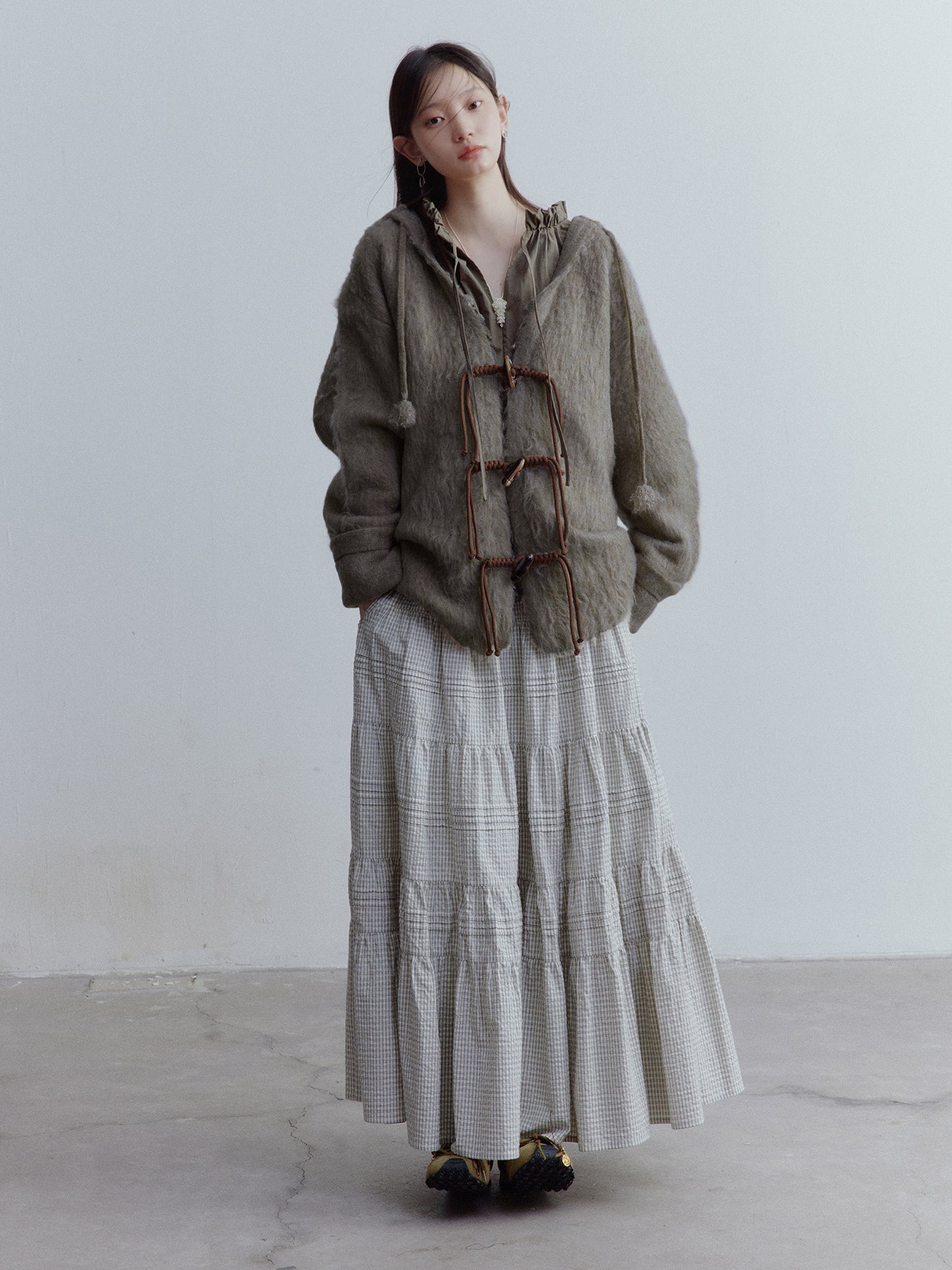 FUSSED Misty Forest Wool Mohair Knit Cardigan – Moss Green FOF-25SS130