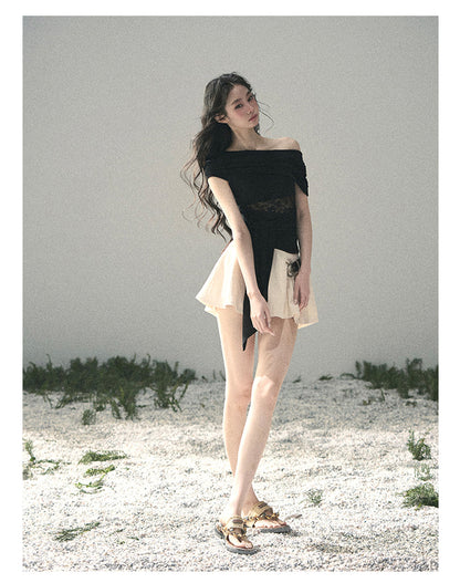 “Cicada Summer” Midnight Black Lace Cutout Top