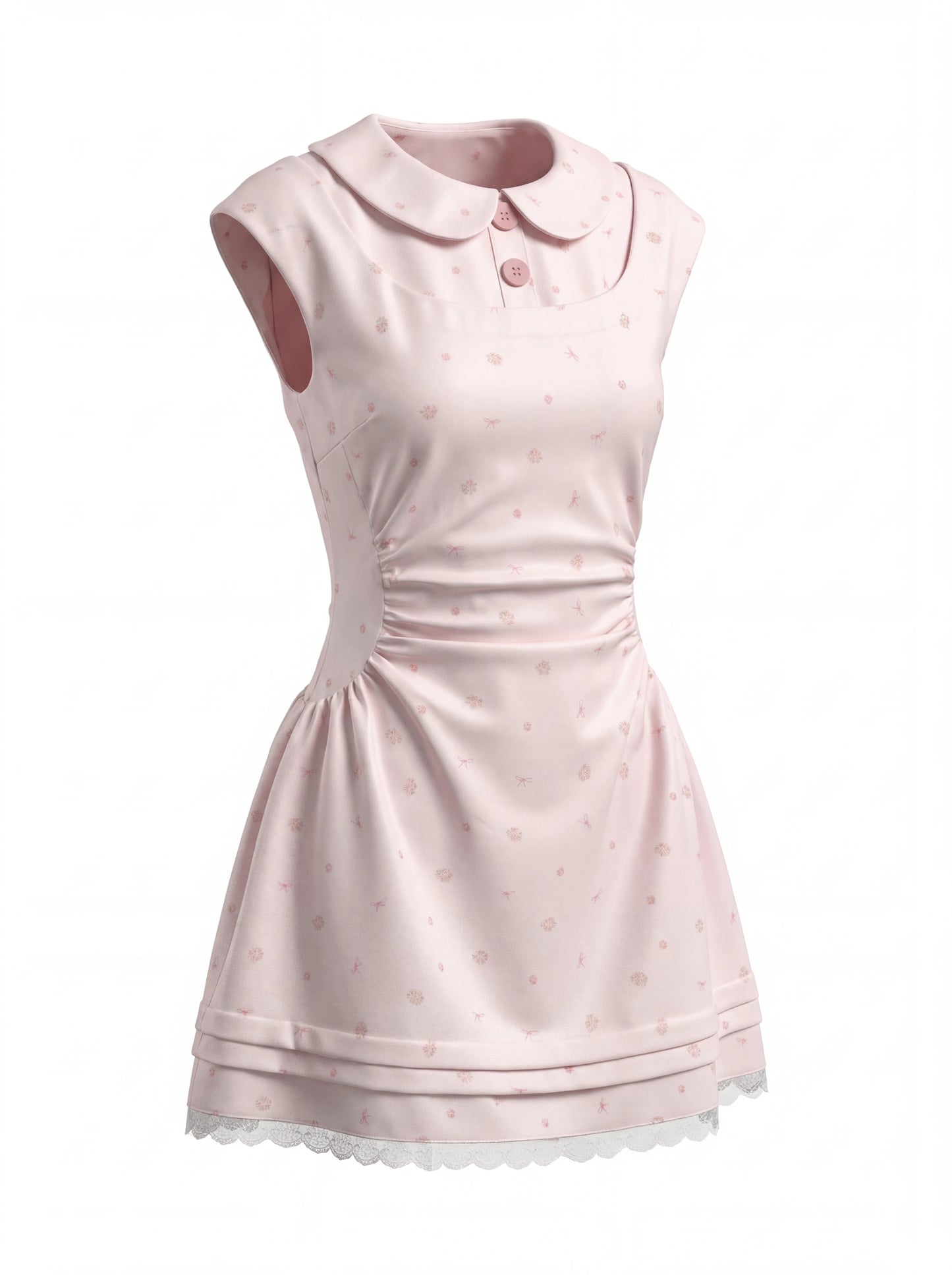 “White Tea Daydream” Pink Peter Pan Mini Dress