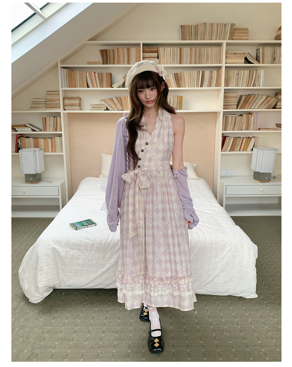 “Lavender Mist Sonata” Taro Purple Lace Slip Dress