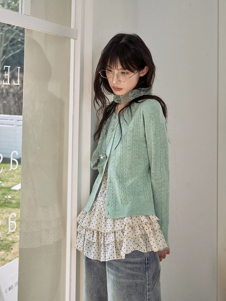 "Clover Breeze" Mint Green Knit Cardigan Collection