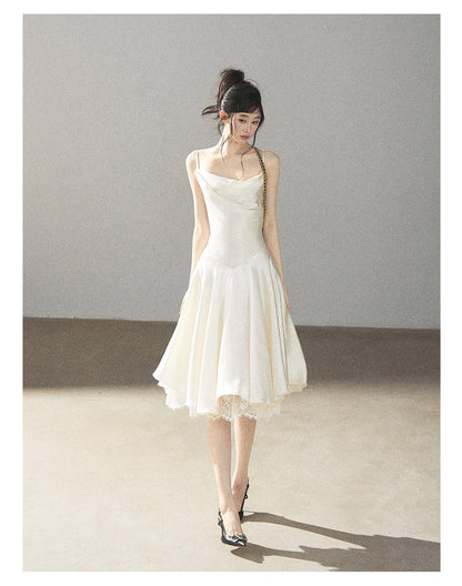 170726 "Planting a Garden of Pear Blossoms" Cream White Lace Mini Dress