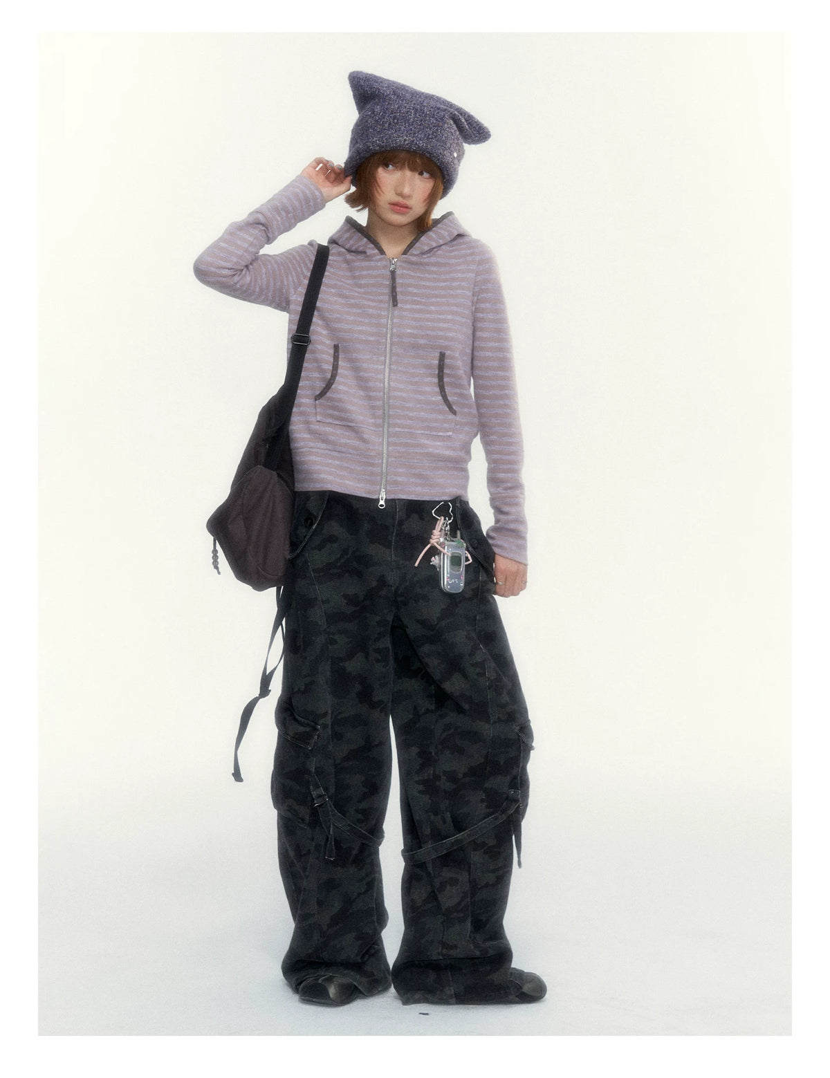 Camouflage Washed Wide-Leg Utility Pants