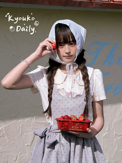 Vintage Japanese-Style Detachable 2-Way Pinafore Dress & Blouse Set