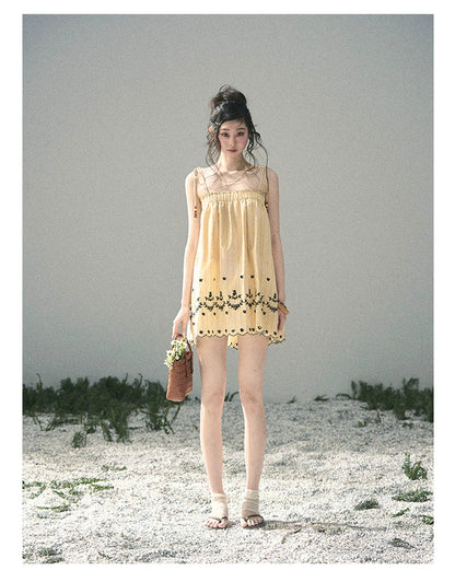 “Ripples Along the Hem” Butter Yellow Reversible Babydoll Dress