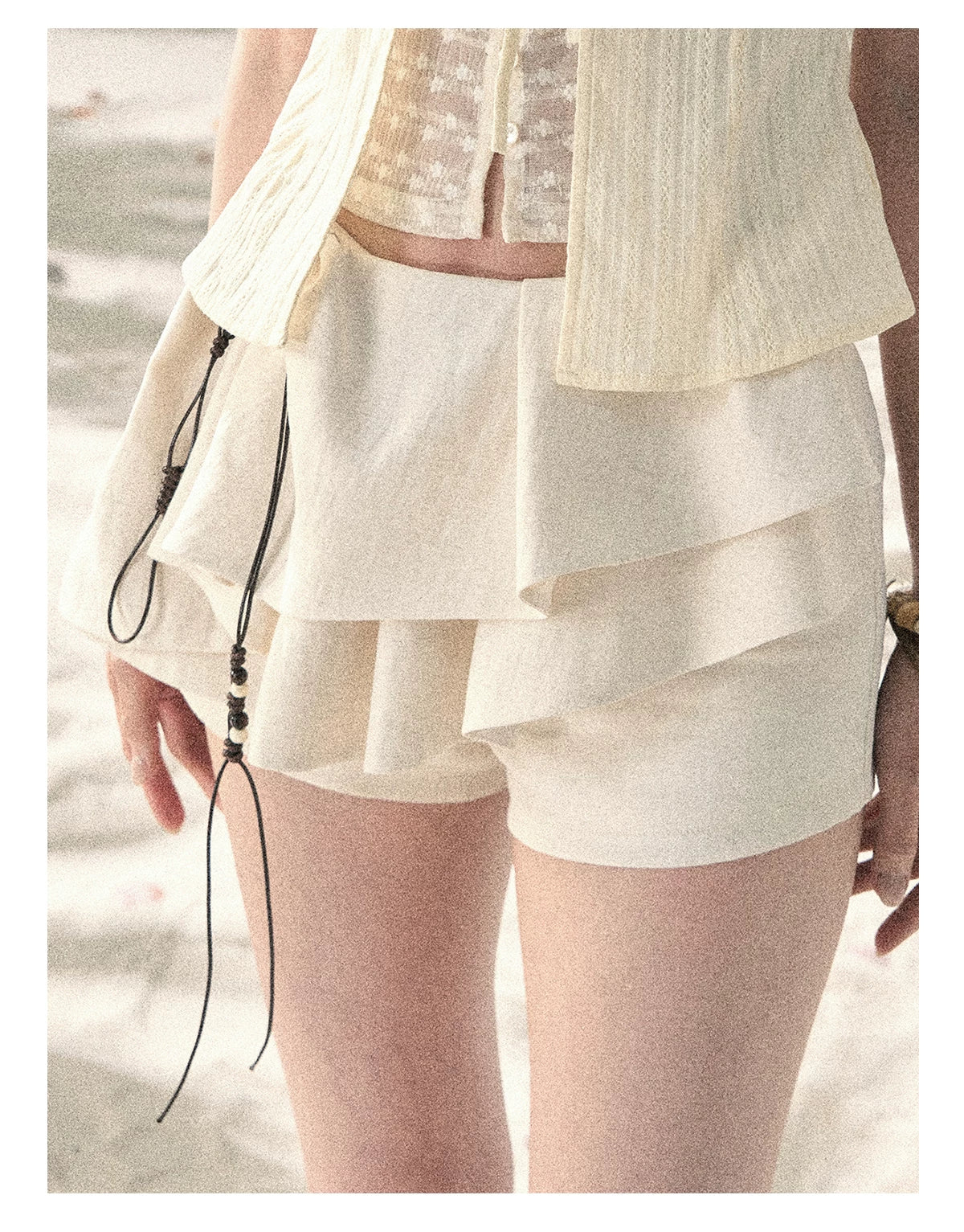 "Layered Petals in Motion" Dutch Cream Ruffle Skort 5324853
