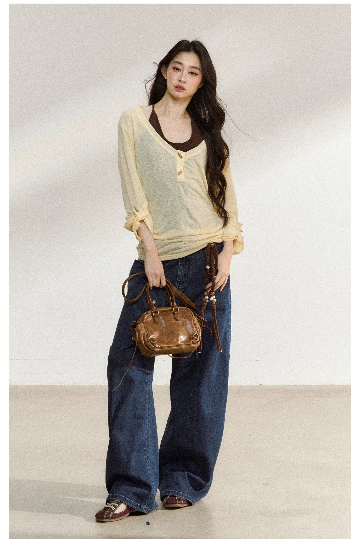 JN's DESIGN - Dark Blue Wide-Leg Vintage Jeans