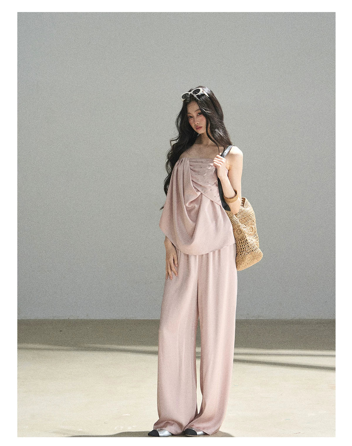 "Summer Rain at Dusk" Dusty Rose Satin Two-Piece Set