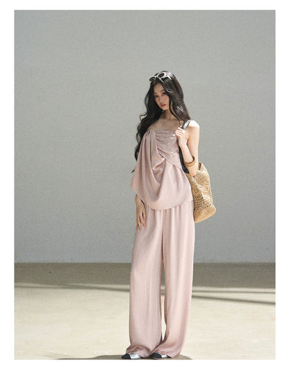 "Summer Rain at Dusk" Dusty Rose Satin Two-Piece Set