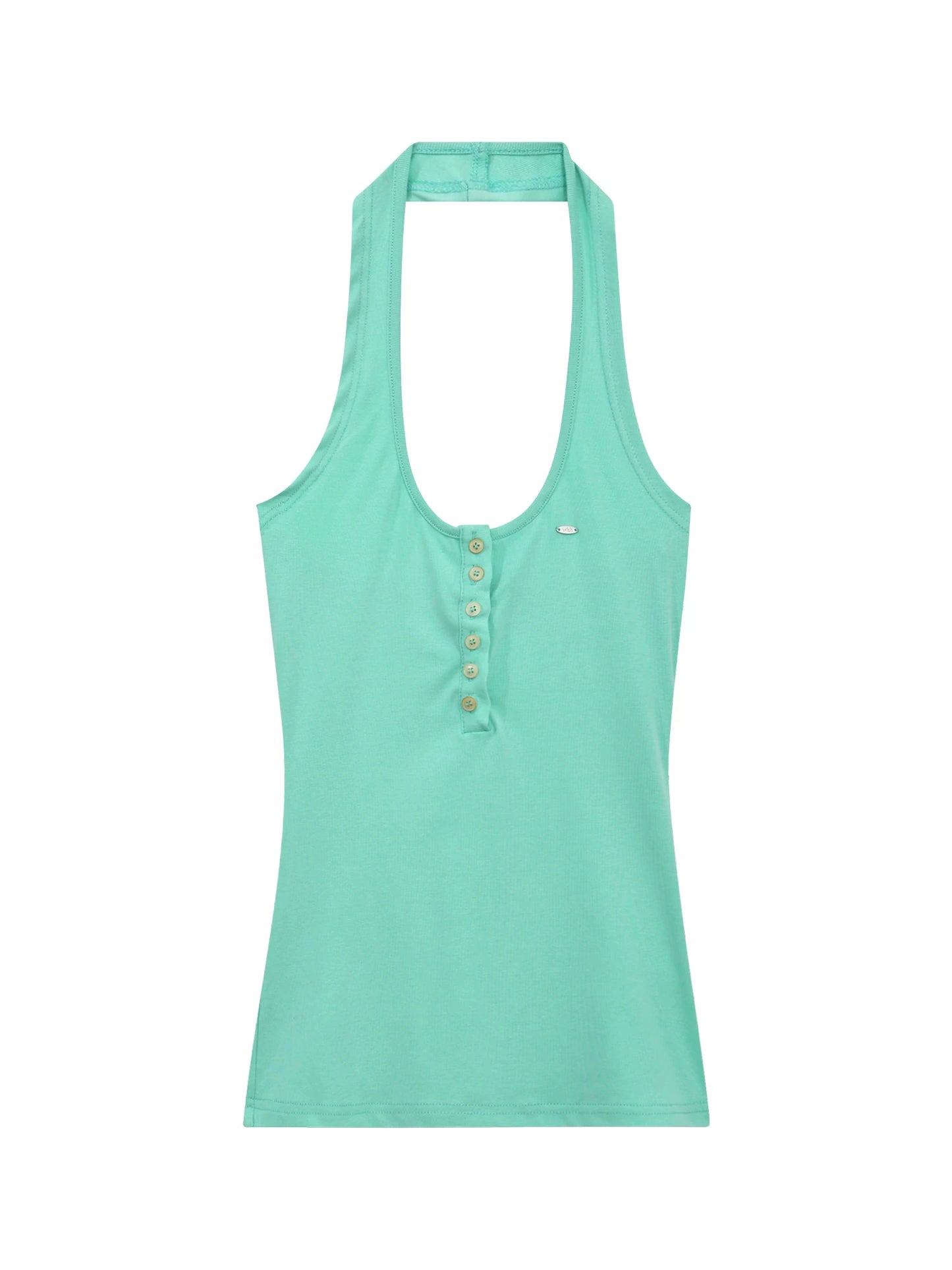"Urban Departure" Green Henley Halter Tank Top